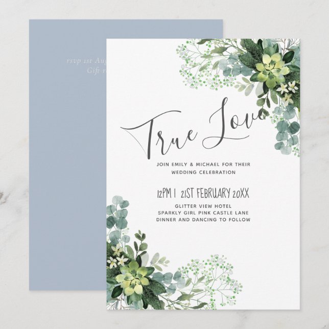 Eucalyptus Greenery Bebês Folhagem de Casamento Re (Frente/Verso)