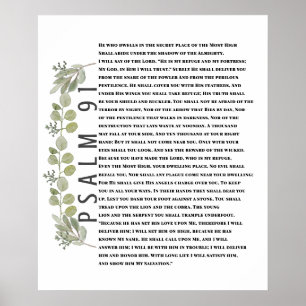 Eucalyptus Greenery Bíblia Art Psalm 91 Poster