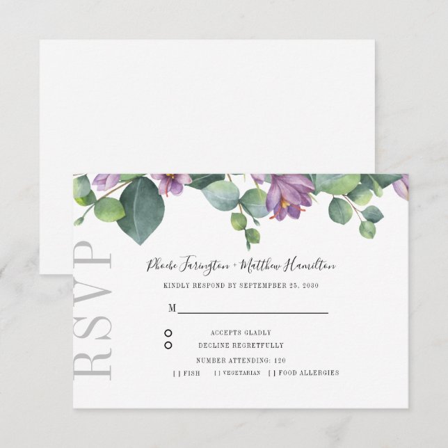 Eucalyptus Greenery Botanical Wedding RSVP (Frente/Verso)