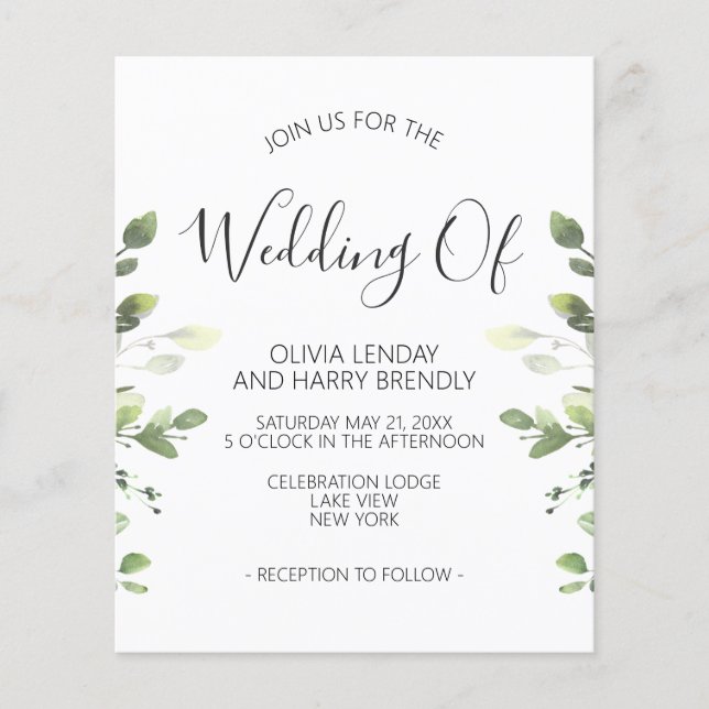 Eucalyptus Greenery Convite para Casamento (Frente)