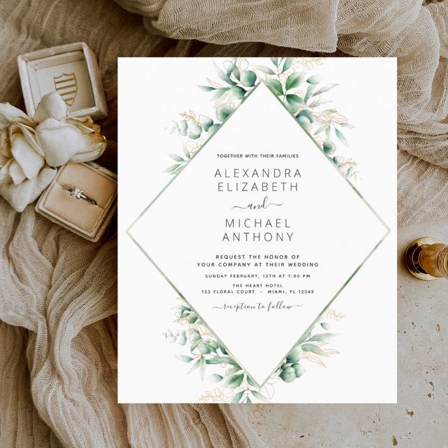 Eucalyptus Greenery Convites para Casamento (Criador carregado)