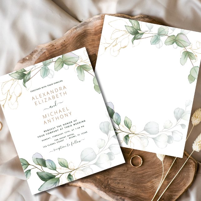 Eucalyptus Greenery Convites para Casamento (Criador carregado)