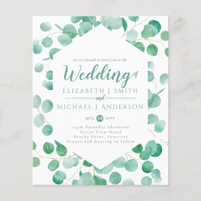 Eucalyptus Greenery Convites para Casamento (Frente)
