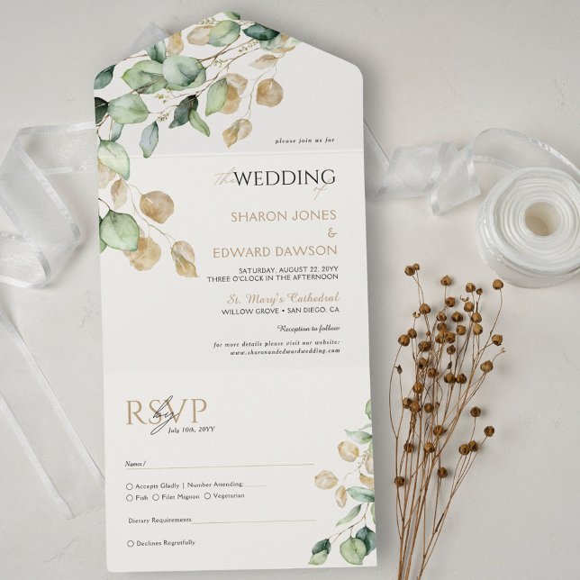 Eucalyptus Greenery e Casamento Chic Dourado (Criador carregado)