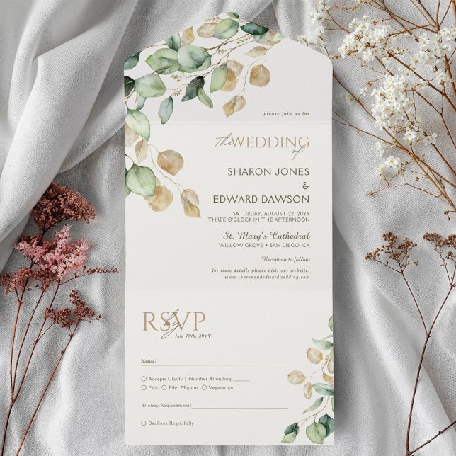 Eucalyptus Greenery e Casamento Chic Dourado (Criador carregado)