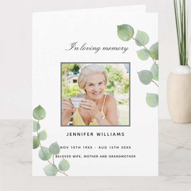 Eucalyptus greenery, foto elegante programa funerá (Frente)