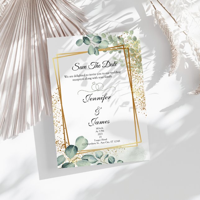 Eucalyptus Greenery Gold Convite para Casamento (Greenery wedding invitation)