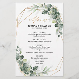 Eucalyptus Greenery Rustic WedMenu