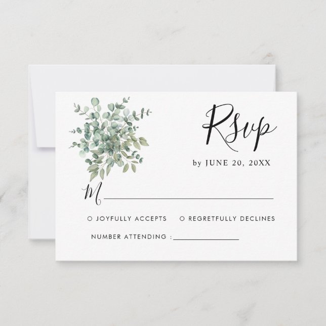 Eucalyptus Greenery Wedding RSVP (Frente)