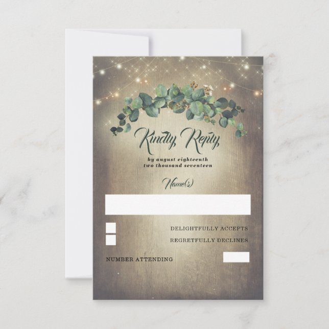Eucalyptus Greenery Wedding RSVP (Frente)
