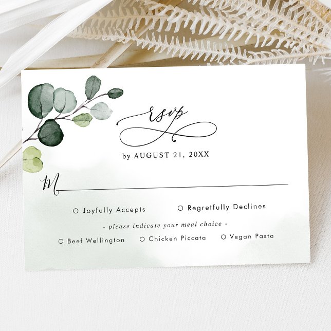 Eucalyptus Greenery Wedding Rsvp com Opções de Ref (Criador carregado)