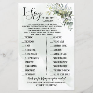 Eucalyptus I Spy recepção de casamento jogo bilíng
