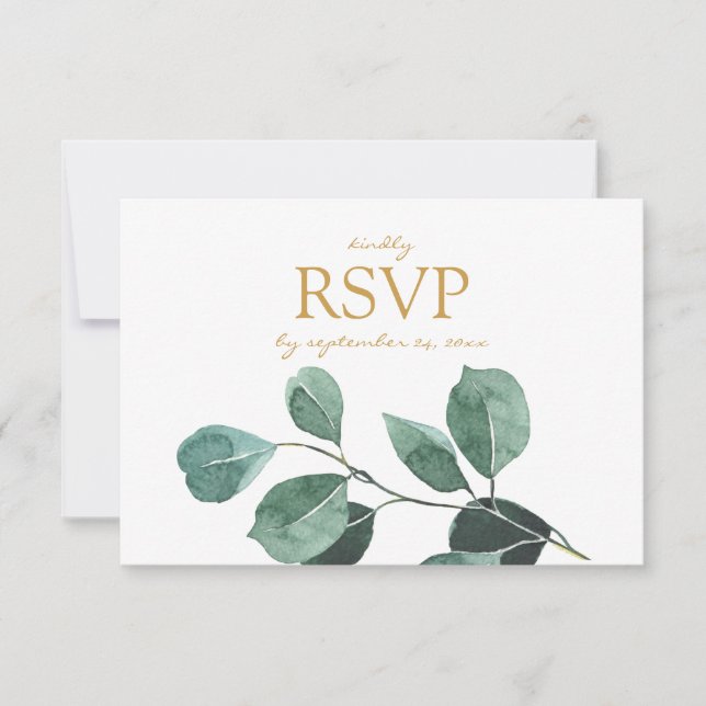 Eucalyptus Leaf com opções de refeições RSVP Cartã (Frente)