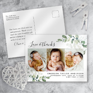 Eucalyptus Photo Baby Cartões de agradecimentos
