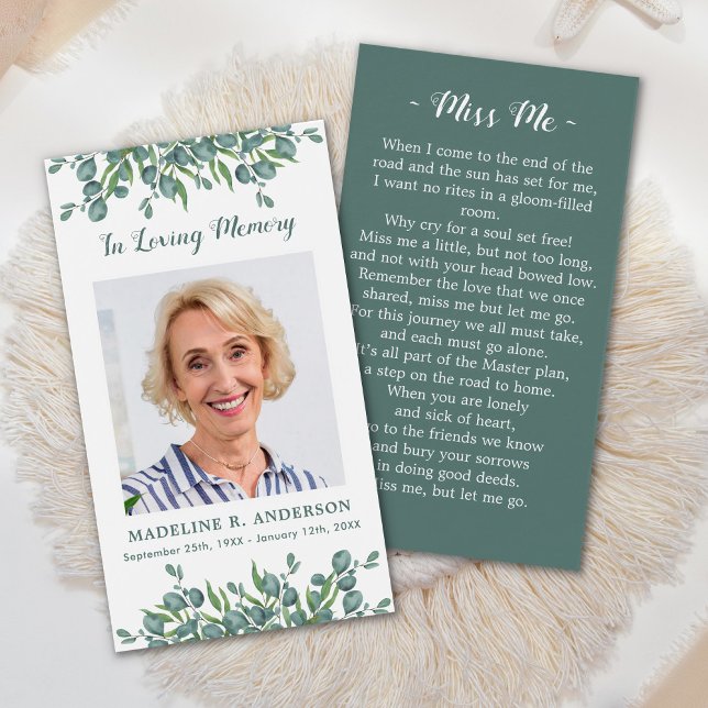 Eucalyptus Photo Memorial Funeral Prayer Card (Criador carregado)