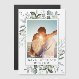 Eucalyptus PHOTO Save the Date Magnetic Card (A FO