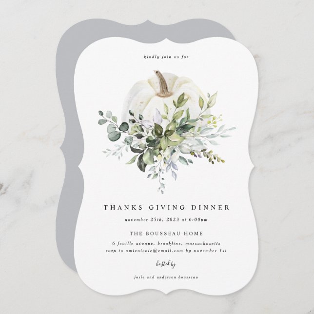 Eucalyptus Pumpkin Obrigados Convite (Frente/Verso)