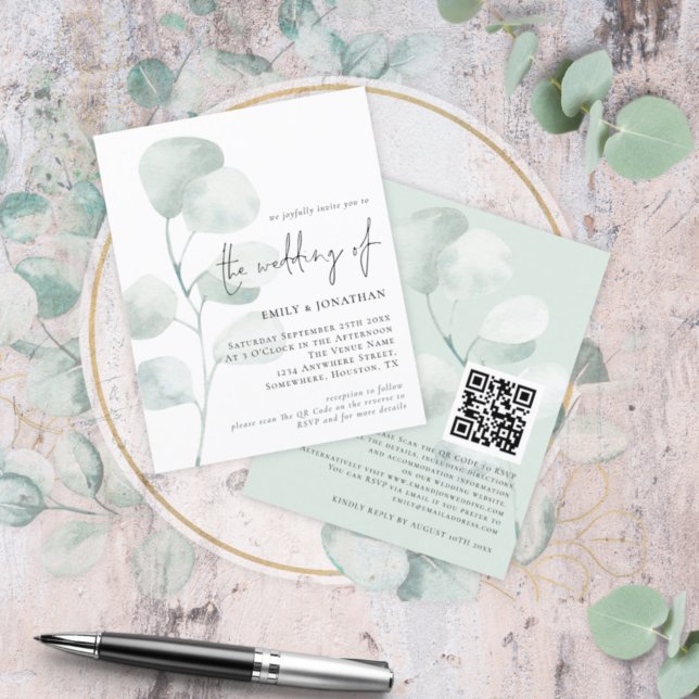 Eucalyptus, QR Convite De Casamento (Criador carregado)