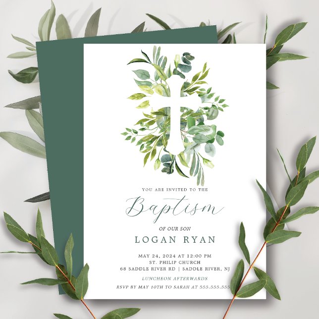 Eucalyptus Serenity Baptism Convite (Criador carregado)