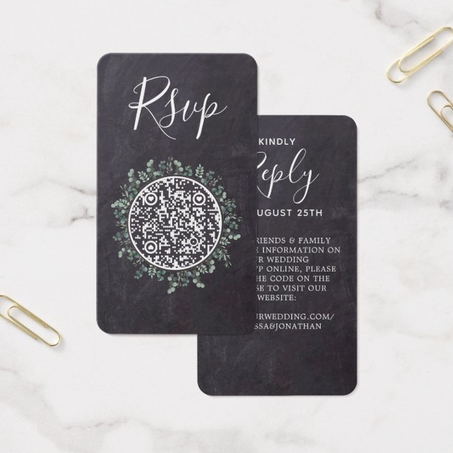 Eucalyptus Slate Wedding Website QR Code RSVP (Escritótio)