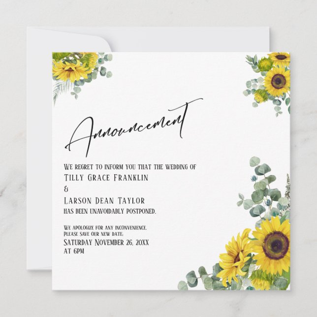 Eucalyptus Sunflower Adiado Data Anúncio (Frente)