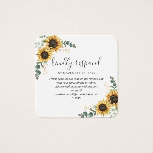 Eucalyptus Sunflower Código QR Casamento Website R (Frente)