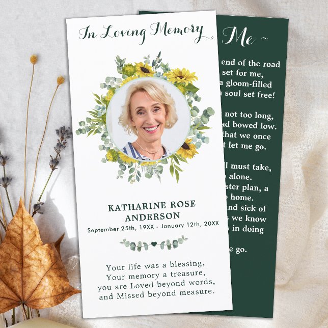 Eucalyptus Sunflower Memorial Foto Funeral Prayer (Criador carregado)