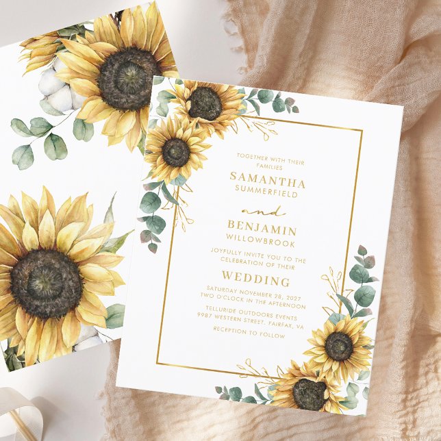 Eucalyptus Sunflower Weditation (Eucalyptus Sunflower Floral Wedding Invitation)