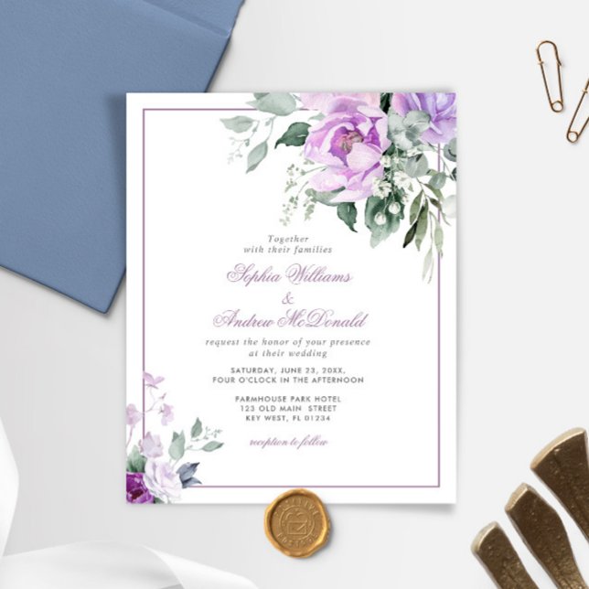Eucalyptus Violet Flower Invitation (Criador carregado)
