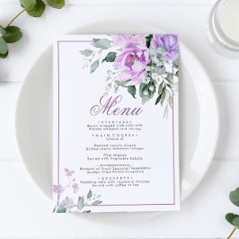 Eucalyptus Violet Flowers Menu de Casamento 5x7