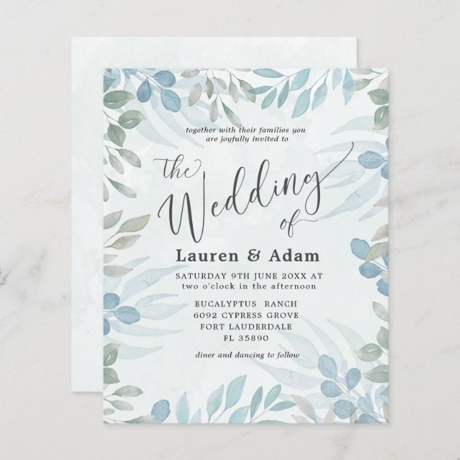 Eucalyptus Watercolor Invitation (Frente/Verso)