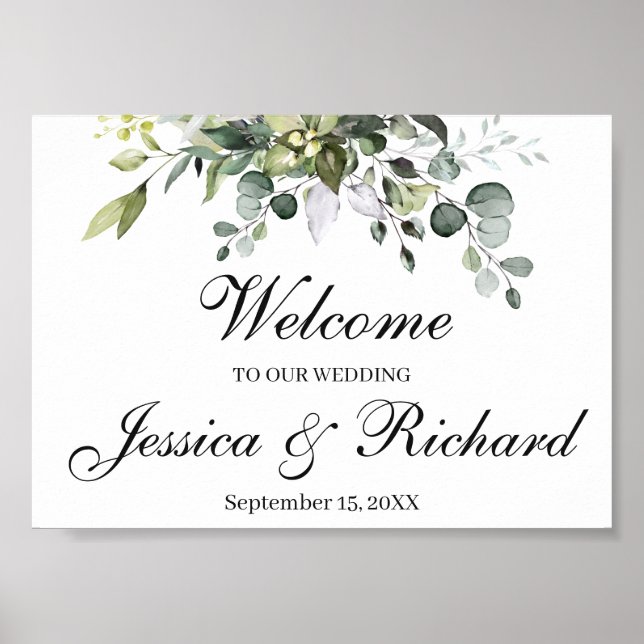 Eucalyptus Watercolor Wedding - Sinal Poster de Bo (Frente)