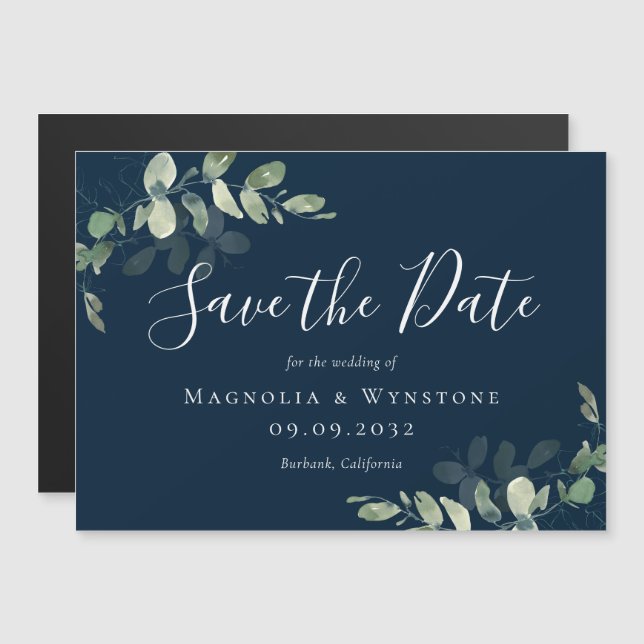 Eucalyptus Watercolor Weding The Date Magnet (Frente/Verso)
