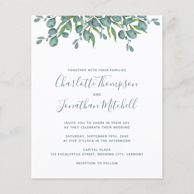 Eucalyptus Wedding Invitation (Frente)