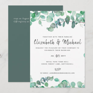 Eucalyptus Wedding Invitation Budget Greenery Leaf