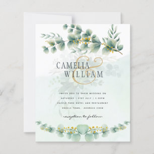 Eucalyptus Wedding Invitation Modern Greenery Dour