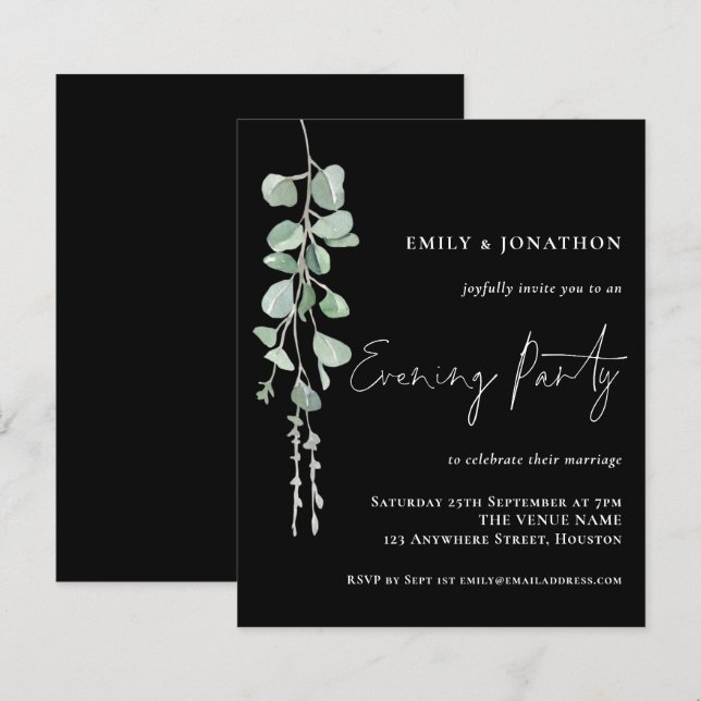 Eucalyptus Wedding Party Black (Frente/Verso)