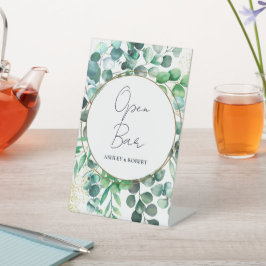 Eucalyptus Wedding Reception Open Bar Tabletop