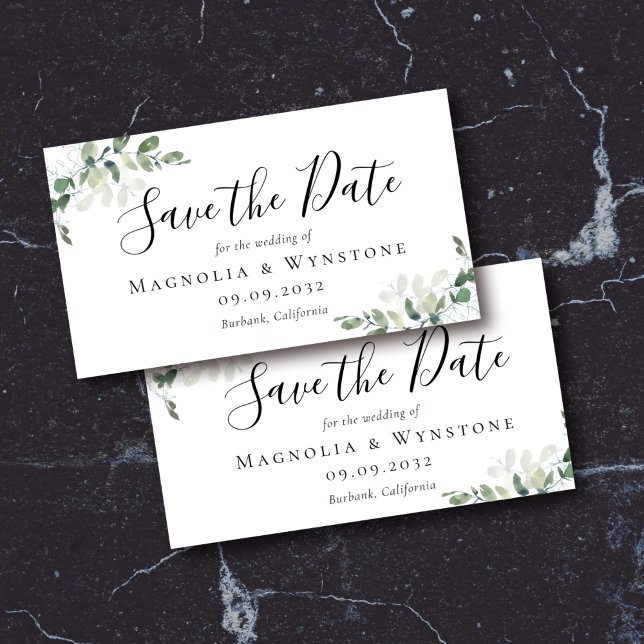Eucalyptus Wedding Save The Date Magnetic Card (Criador carregado)