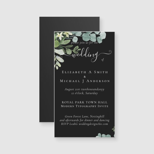 Eucalyptus Wedding Watercolor Vergy Convites (Frente/Verso)