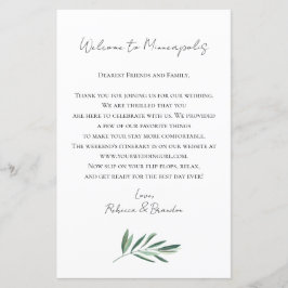 Eucalyptus Wedding Welcome Bag Letter