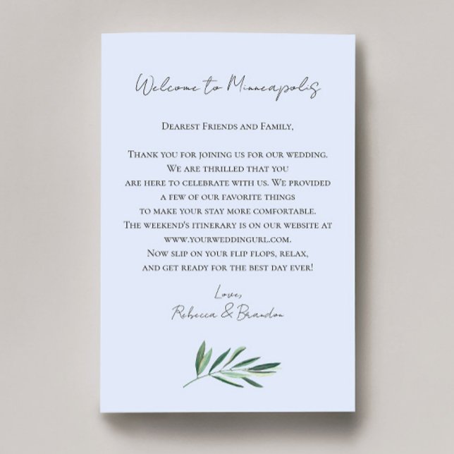 Eucalyptus Wedding Welcome Bag Letter (Criador carregado)