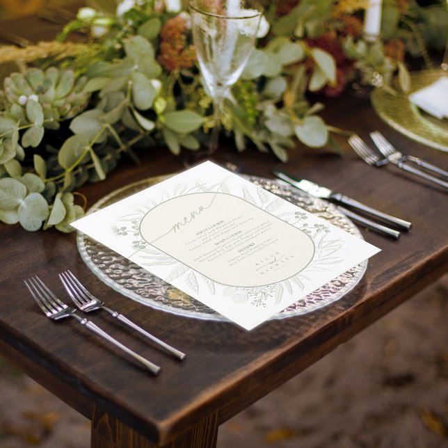 Eucalyptus Wedding Wreath Menu Ivory/Sage ID901 (Criador carregado)