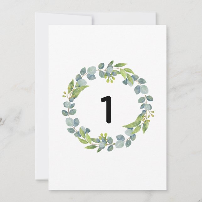 Eucalyptus Wreath Botanical Wedding Table Number C (Frente)