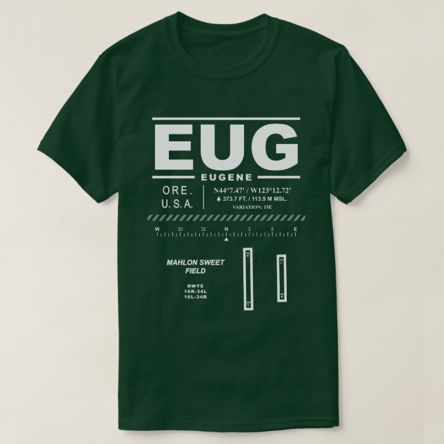 Eugene Mahlon Sweet Field Airport EUG T-Shirt (Frente do Design)