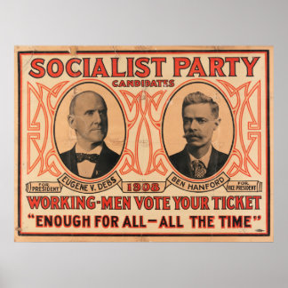 Eugene V. Debs Partido Socialista 1908 Poster