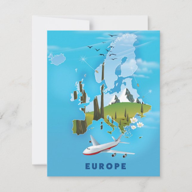Europa - Mapa do poster de viagens paisagístico (Frente)