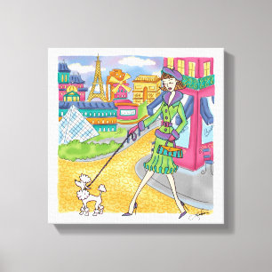 European Viagem Girl in London Throw Canvas Print