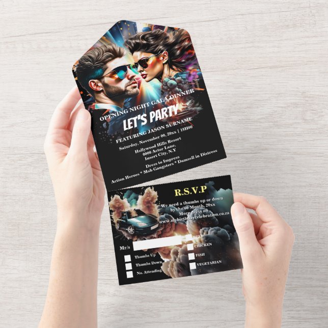 Evento de janto de aniversários de poster de filme (Aba destacável)