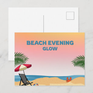 Evento de Praia de Verão Cartão Postal Luminoso